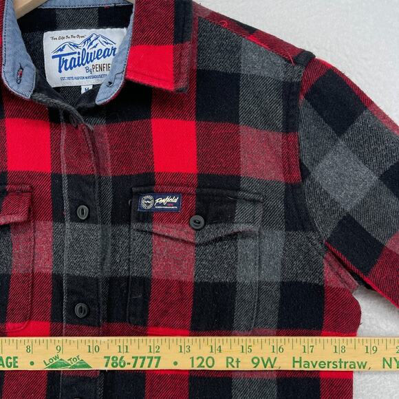 PENFIELD Shirt Womens M Trailwear Chatham Buffalo Plaid Flannel Cotton Red - Picture 13 of 15